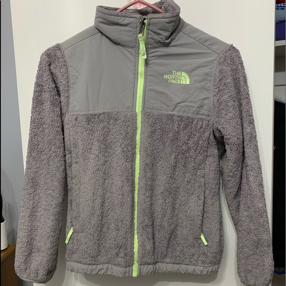 grey soft north face jacket